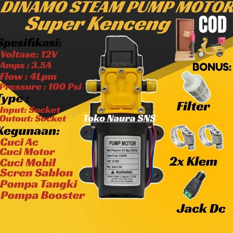 55STOK TERBATAS Dinamo Pompa Dc 12v  Pompa Air Dc 1 Psi  Dinamo Pompa Sprayer