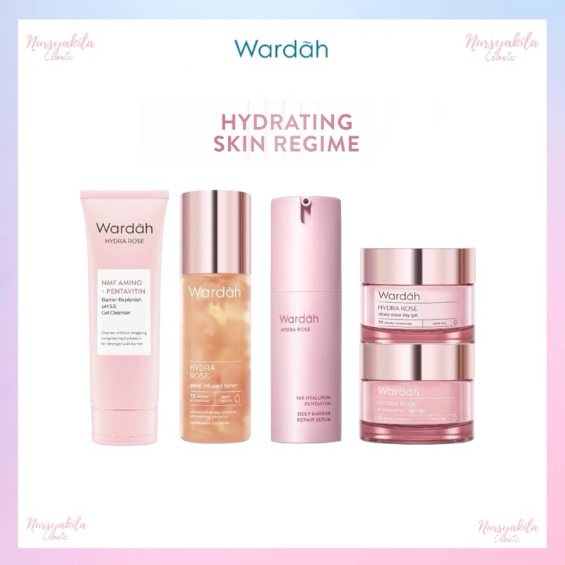 Wardah Hydra Rose Series - Perawatan Untuk Kulit Kering | Serum Toner Night Day Gel Foam Cleanser