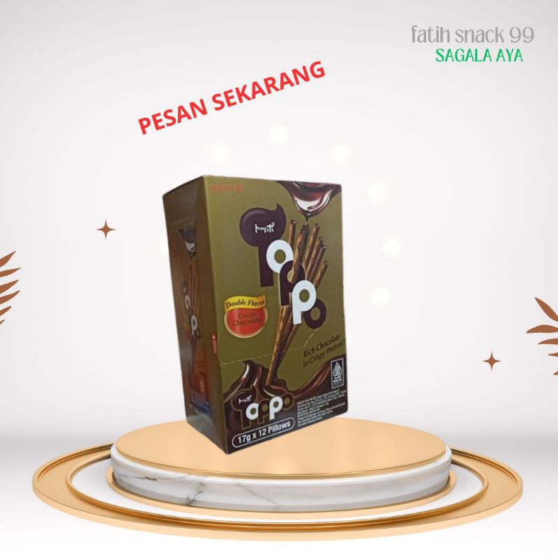 

12 PCS LOTTE TOPPO STIK COKLAT 17g DOUBLE COCOA STICK