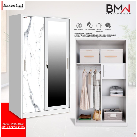Lemari Pakaian Sliding/Lemari Baju /Lemari Besi Sliding 2 Pintu
