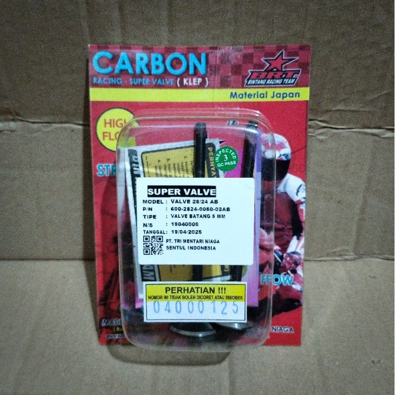 Klep BRT 28/24 Carbon AB Batang 5 MM Klep Racing Mentah original BRT Bintang Racing Team