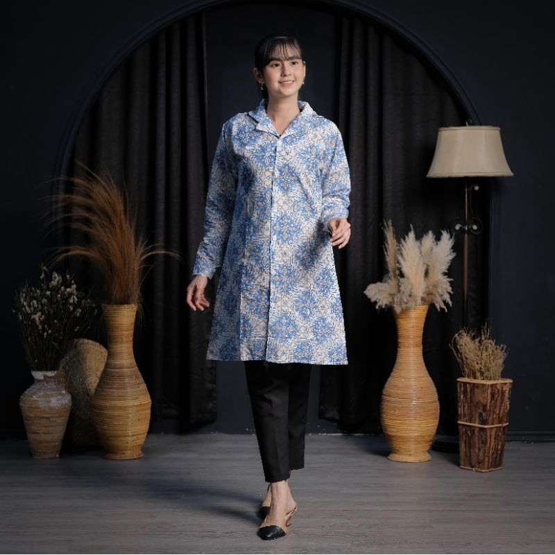 Tunik Batik Wanita Lengan Panjang - Tunik kekinian