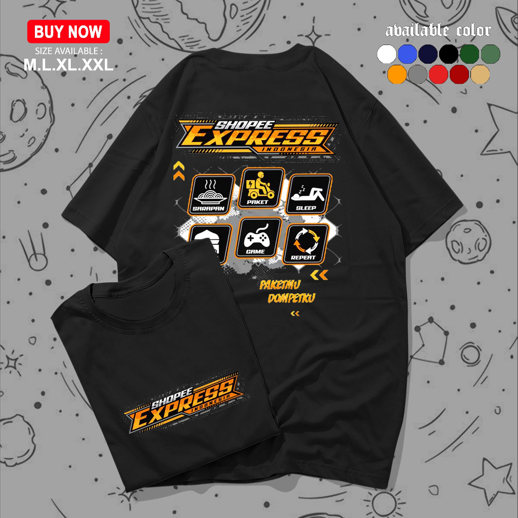 Kaos PRIA WANITA "INDO SHOPEE XPRESS" KAOS DISTRO-KAOS KERAH BULAT-KAOS LENGAN PENDEK-KAOS santai-AT