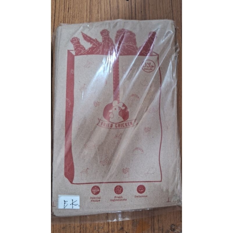 (ISI 100) Kantong Fried Chicken Paper Bag Ayam Fried Chicken