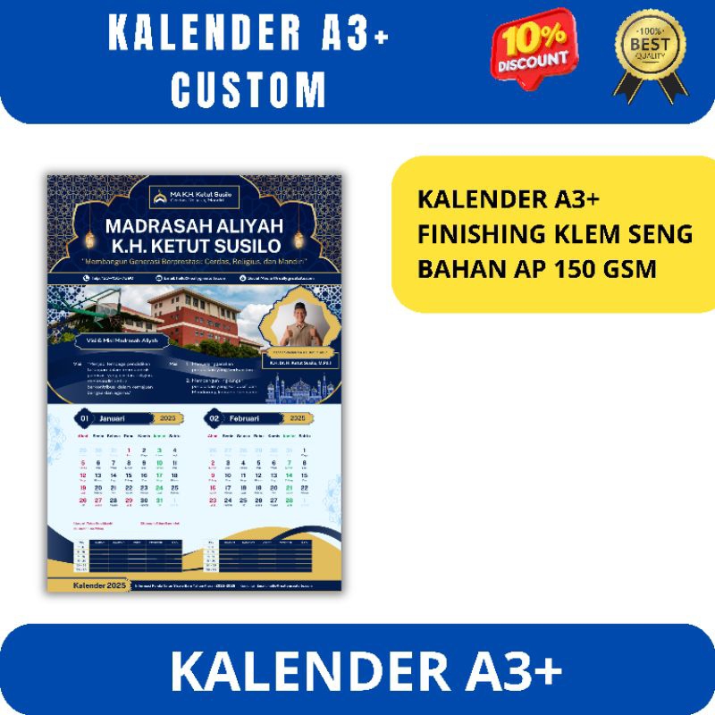 

cetak kalender 2026 / kalender dinding / kalender A3+ / kalender kerja custom