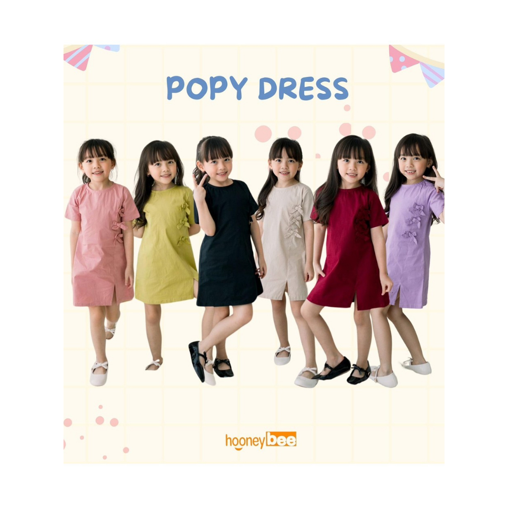 Little Missy - Dress Anak Perempuan Model Pita - Popy Dress - Hooney Bee HB65