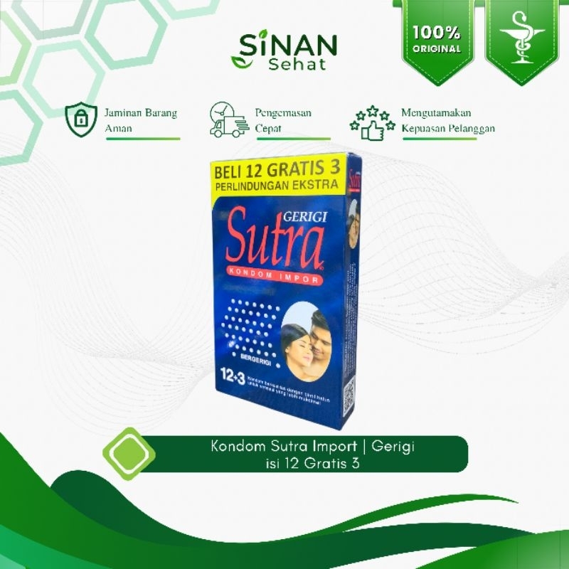 Apotek Sinan Sehat | Kondom Sutra Gerigi Biru isi 12 + 3 Pcs / Impor Tipis Anti Bocor Privasi Aman S
