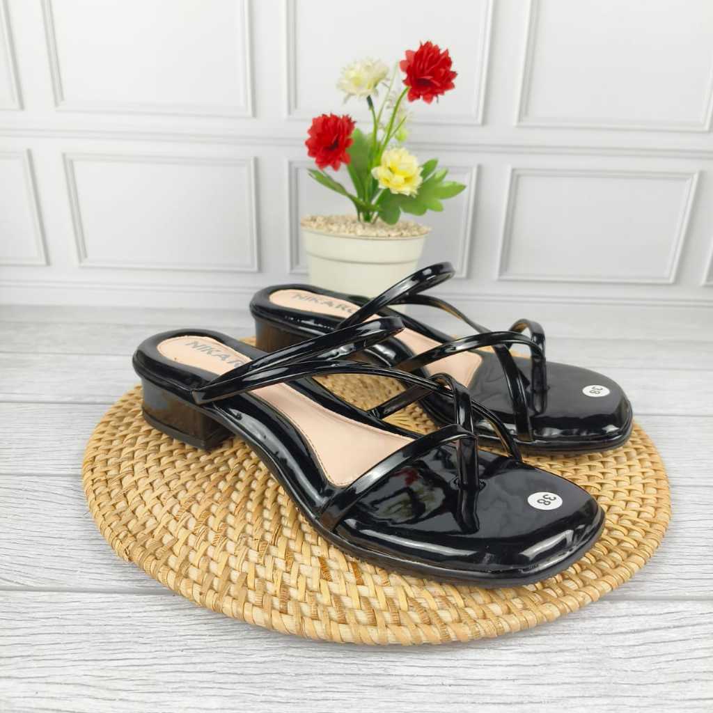 Sandal High Heels Wanita Hak Tahu 3 cm  Sandal Pesta Pernikahan Wanita Heels Sendal Jepit 2025 37-40