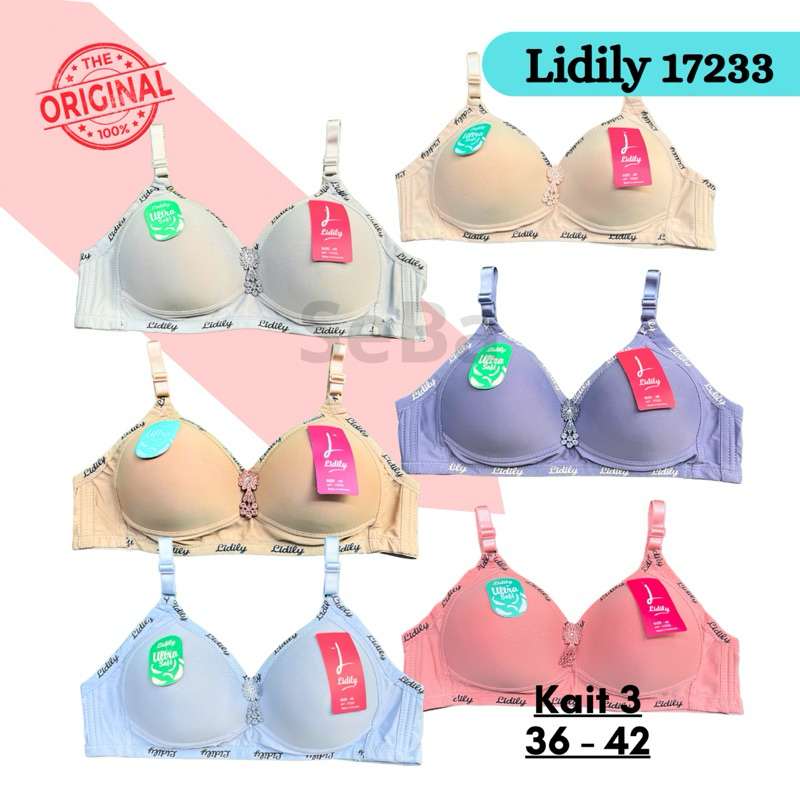 Bra Lidily Casual Cup B-C / Bh Lidily Cup Besar Busa Tipis Tanpa Kawat Kait 3 / Bh LD 17233