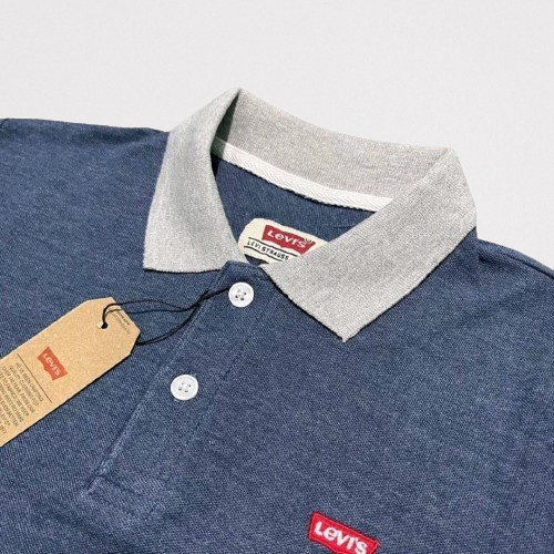 Kaos Kerah LV Pria Logo Bordir Lengan Pendek Casual Distro Terlaris