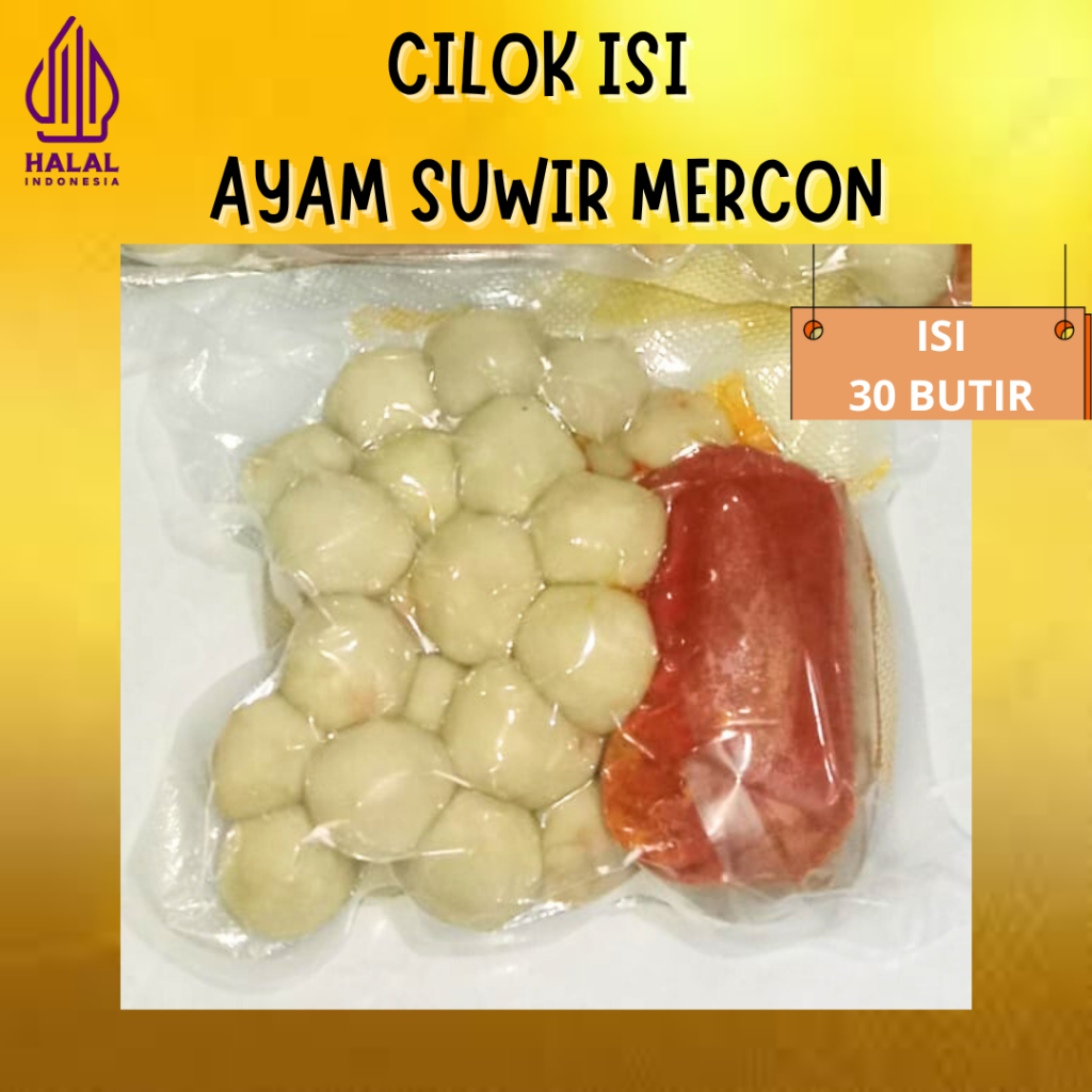 

CILOK ISI AYAM SUWIR MERCON (1 bungkus isi 30 Butir) + BUMBU KACANG
