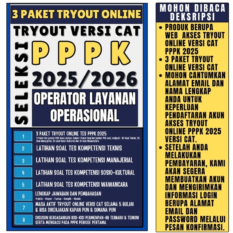 LATIHAN SOAL TRYOUT PPPK OPERATOR LAYANAN OPERASIONAL 2025/2026