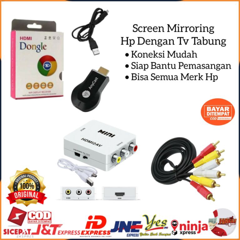 55BIG SALE COD PAKET LENGKAP ANYCAST DONGLE DARI HP KE TV TABUNG  WIRELESS ANYCASH DONGEL MIRACAST  