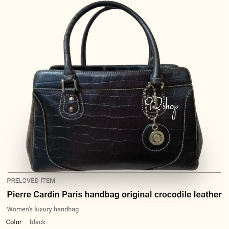 Tas Pierre Cardin Paris leather handbag with Pierre Cardin bagcharm | tas handbag kulit croco | luxu