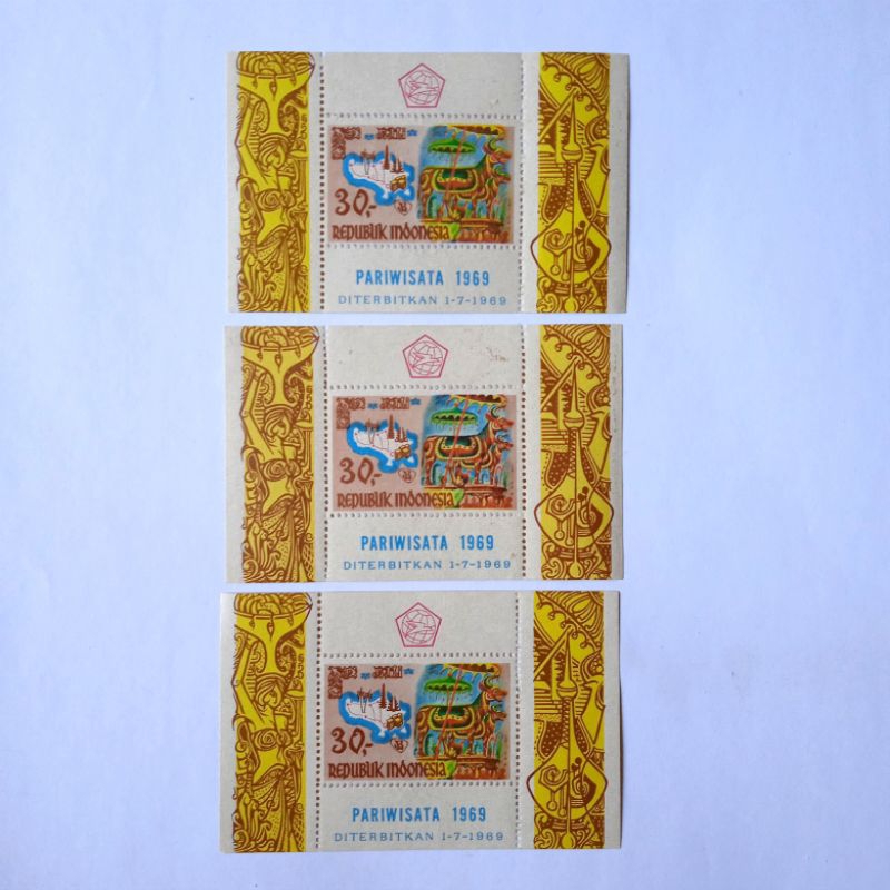 

Antik Perangko Filateli Tahun Pariwisata 1969 Rp.30,- 3pcs Utuh
