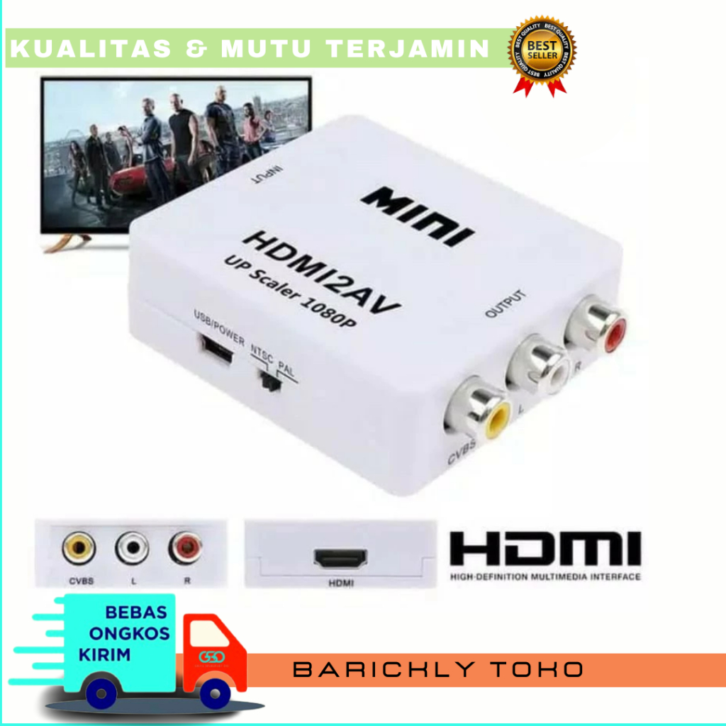 CONVERTER HDMI TO AV RCA / HDMI TO AV RCA KONVERTER ADAPTER MINI HDMI TO AV RCA