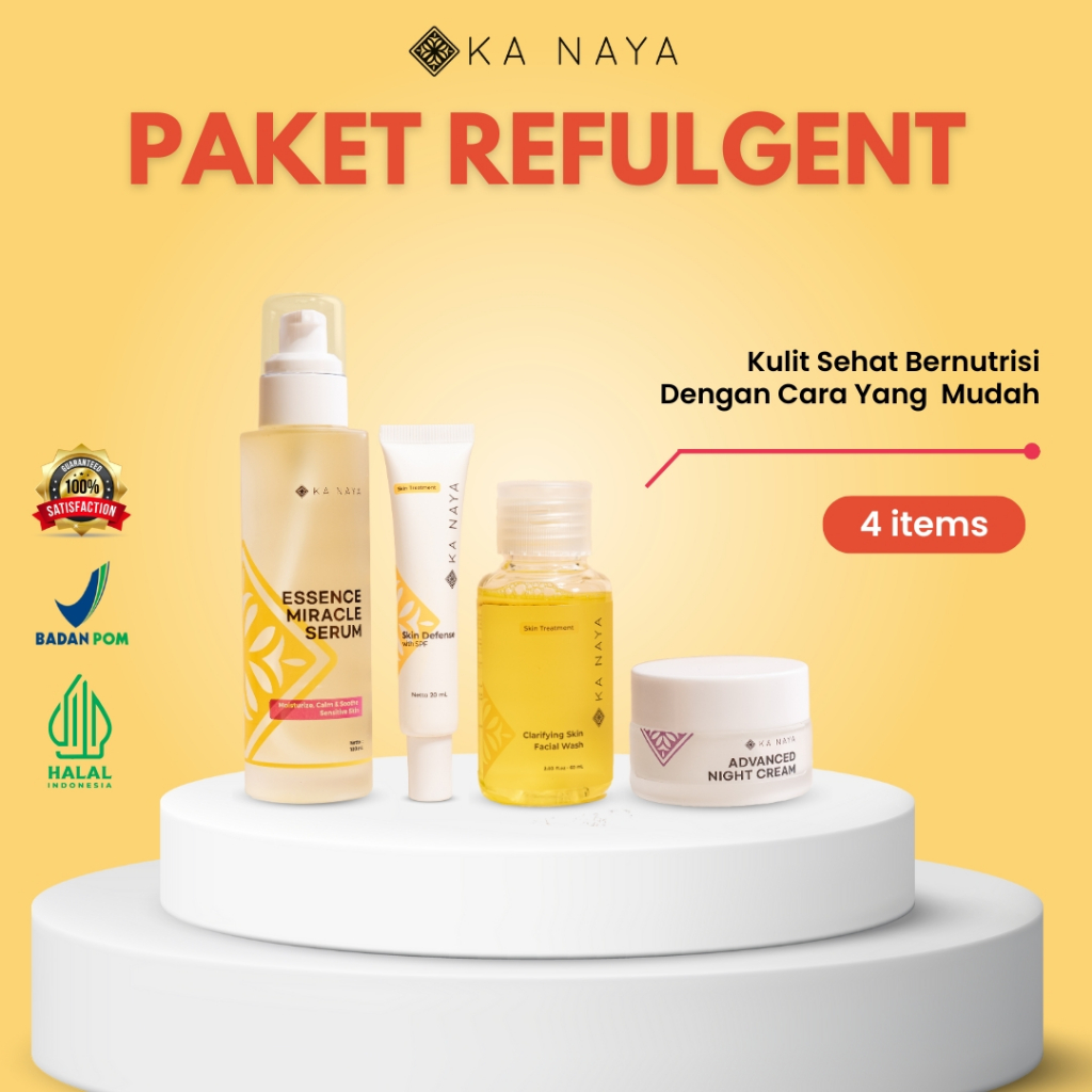 Paket Perawatan Wajah Memutihkan dan Mengilangkan Kerutan Wajah Glowing Ka Naya Brightening / Paket 