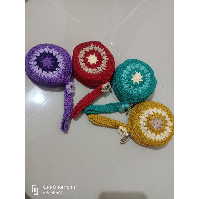 dompet koin rajut / dompet rajut bulat berkualitas / dampot koin imut