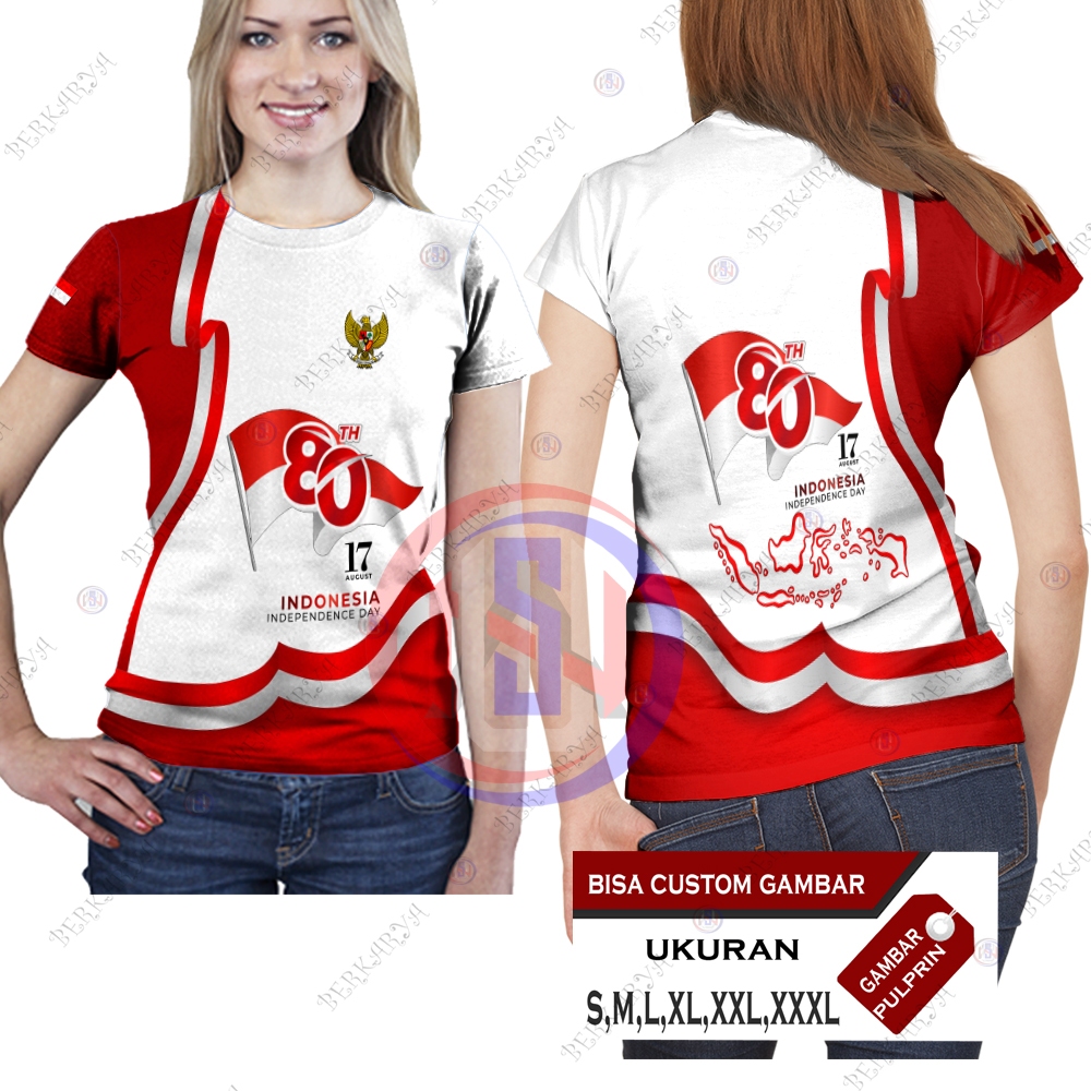Baju Kaos Merah Putih Baju Wanita Jersey 17 Agustus 2025 Kaos 17 Agustusan Terbaru Fullprinting