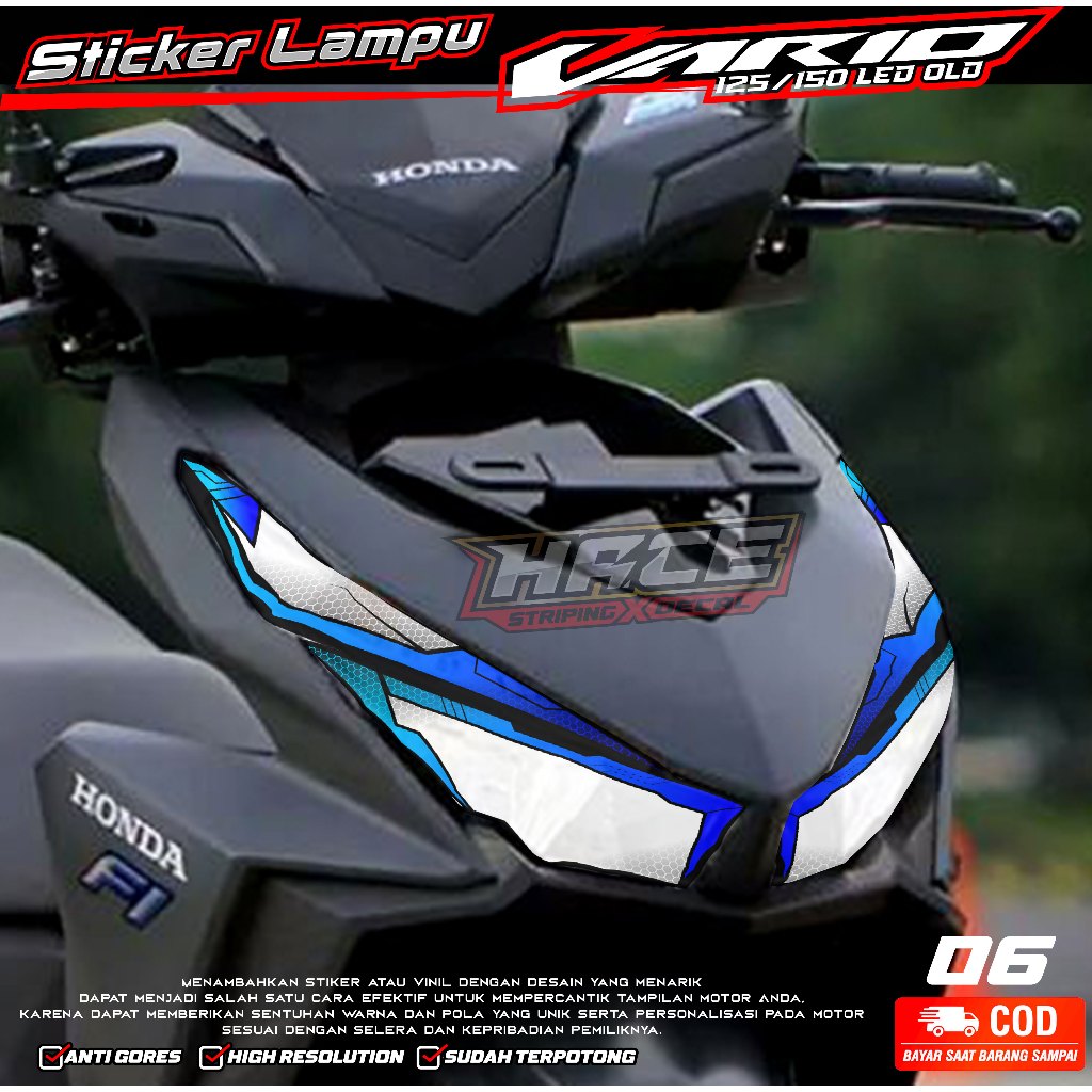KODE 06 STIKER TRANSPARAN LAMPU VARIO LED OLD - STIKER LAMPU DEPAN VARIO LED OLD SIMPLE LIST