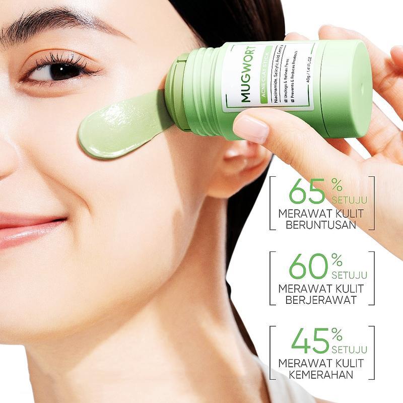 Mencerahkan masker mugwort green masker stick masker acne masker komedo clay mask masker jerawat pem