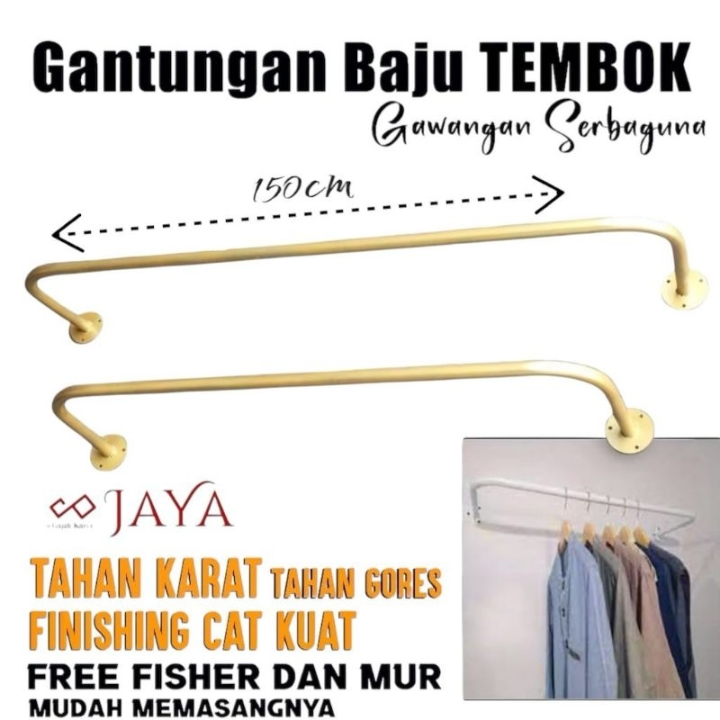 Gawang baju tembok panjang 150cm free baut dan fisher