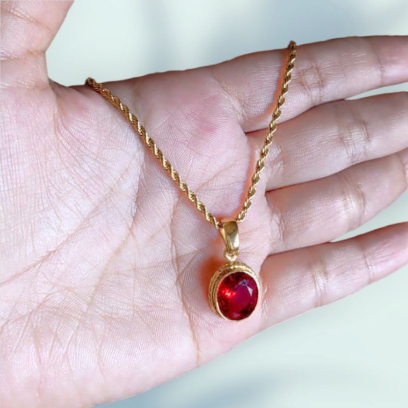 KALUNG LIONTIN BATU MERAH BULAT