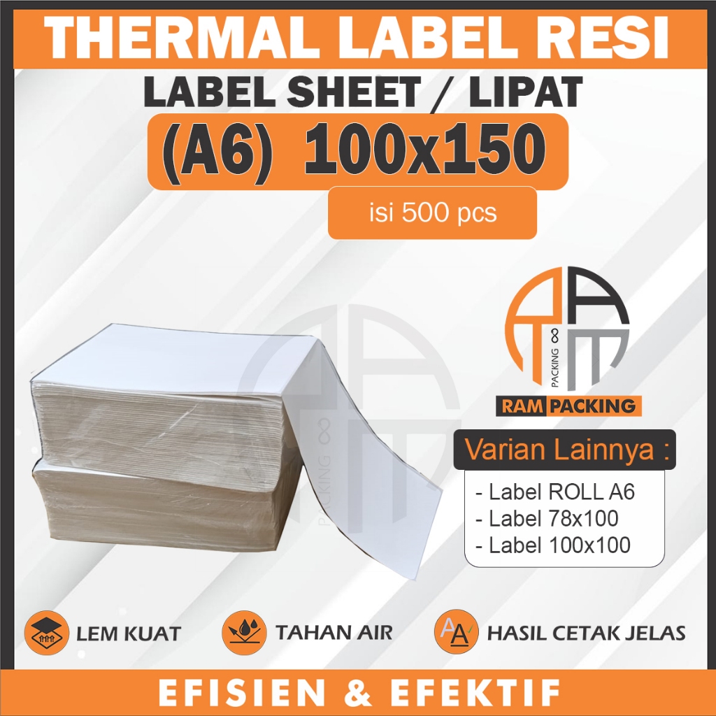 

Thermal Label LIPAT A6 100x150 mm isi 500pcs Stiker Label Resi (Alas Kertas Tipis)