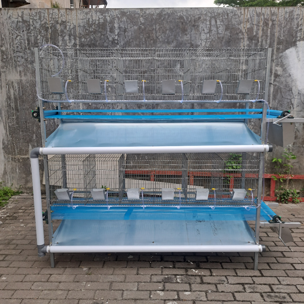 Kandang kelinci Conveyor Galvanis Komplit 2 tingkat -  K18