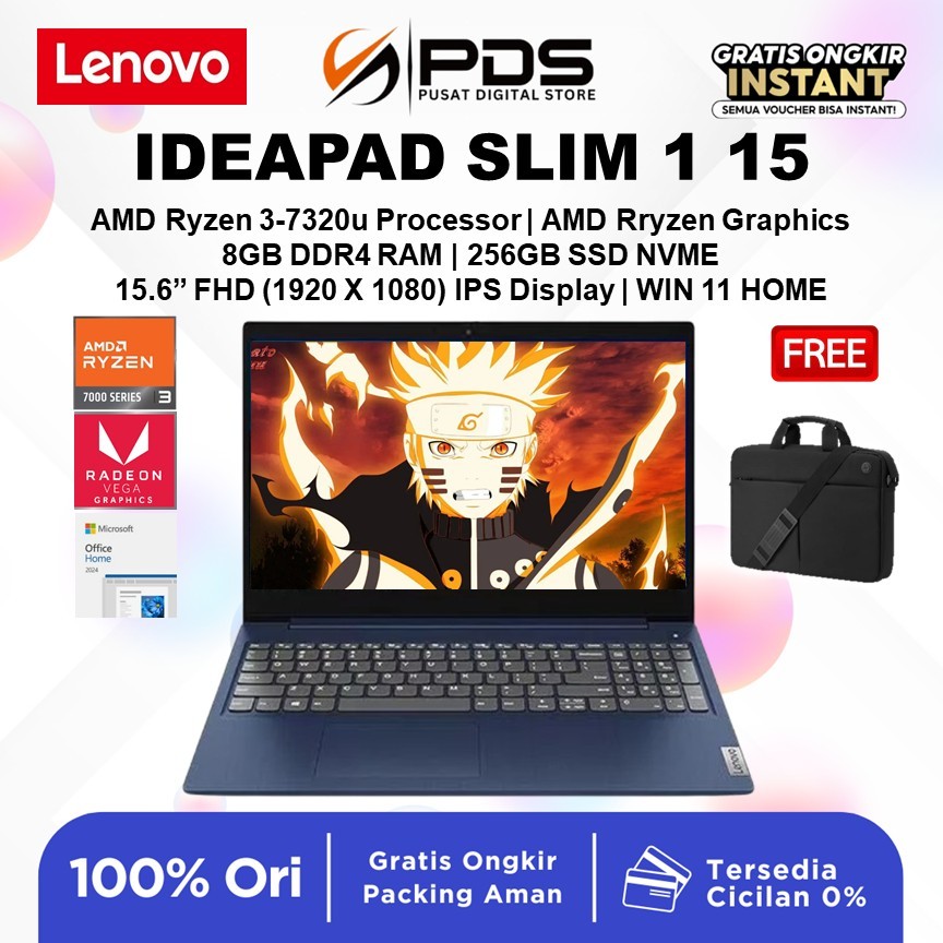 LAPTOP LENOVO IDEAPAD SLIM 1 15 RYZEN 3 7320 8GB 256GB W11 15.6FHD BLUE