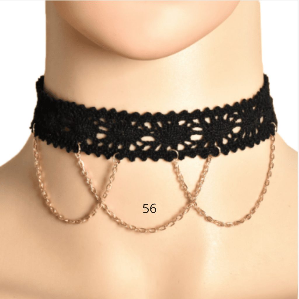 Noir & Gold 56 Kalung Choker Hitam dengan Aksen Kalung Warna Emas