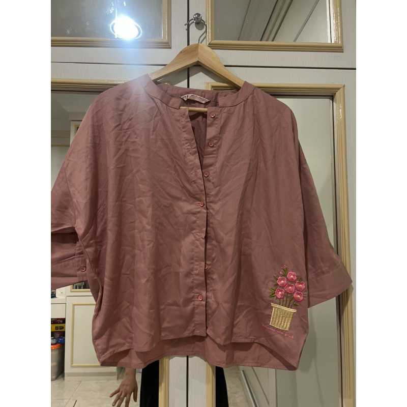 preloved blouse atasan baju wanita warna dusty pink