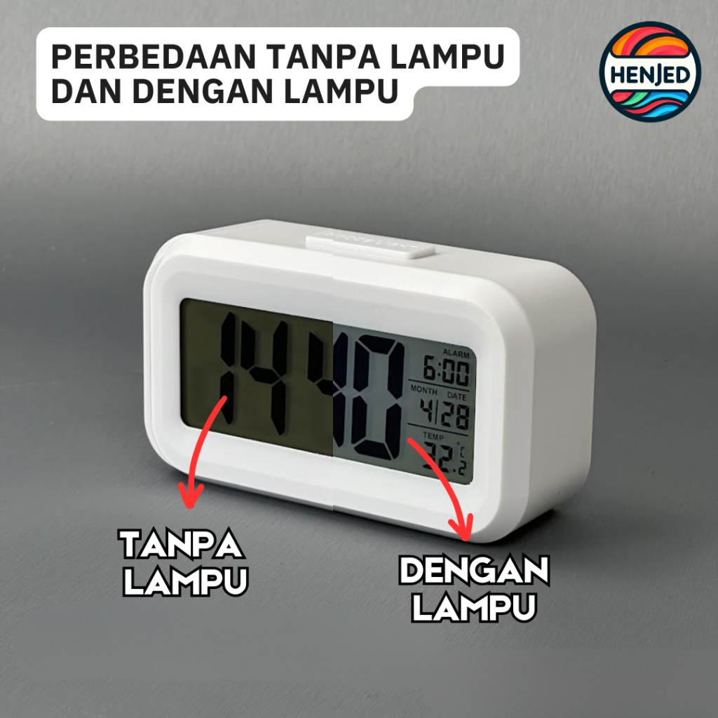 BESTPROMO Jam Meja Digital Kecil LED Alarm Bunyi Keras Smart Clock Belajar Sensor Suhu Desain