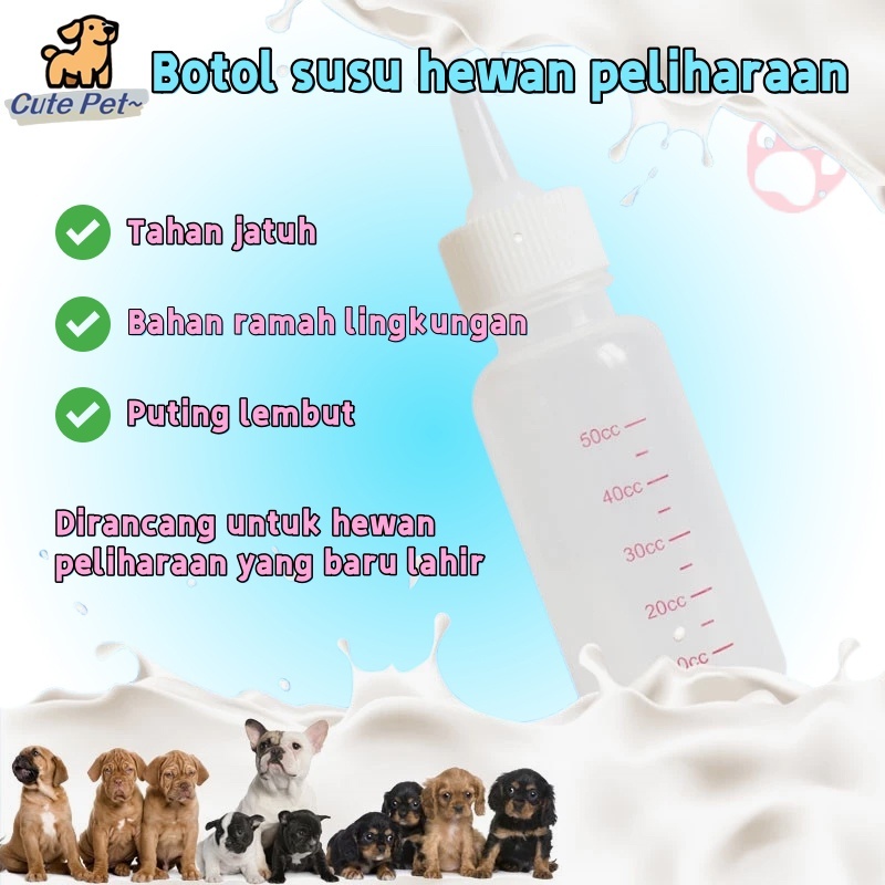 DOT PUTIH Kucing Botol Susu Anjing Anak Bayi Hewan Kecil Murah Kitten New Born Baby Cat Dog Wadah Mi