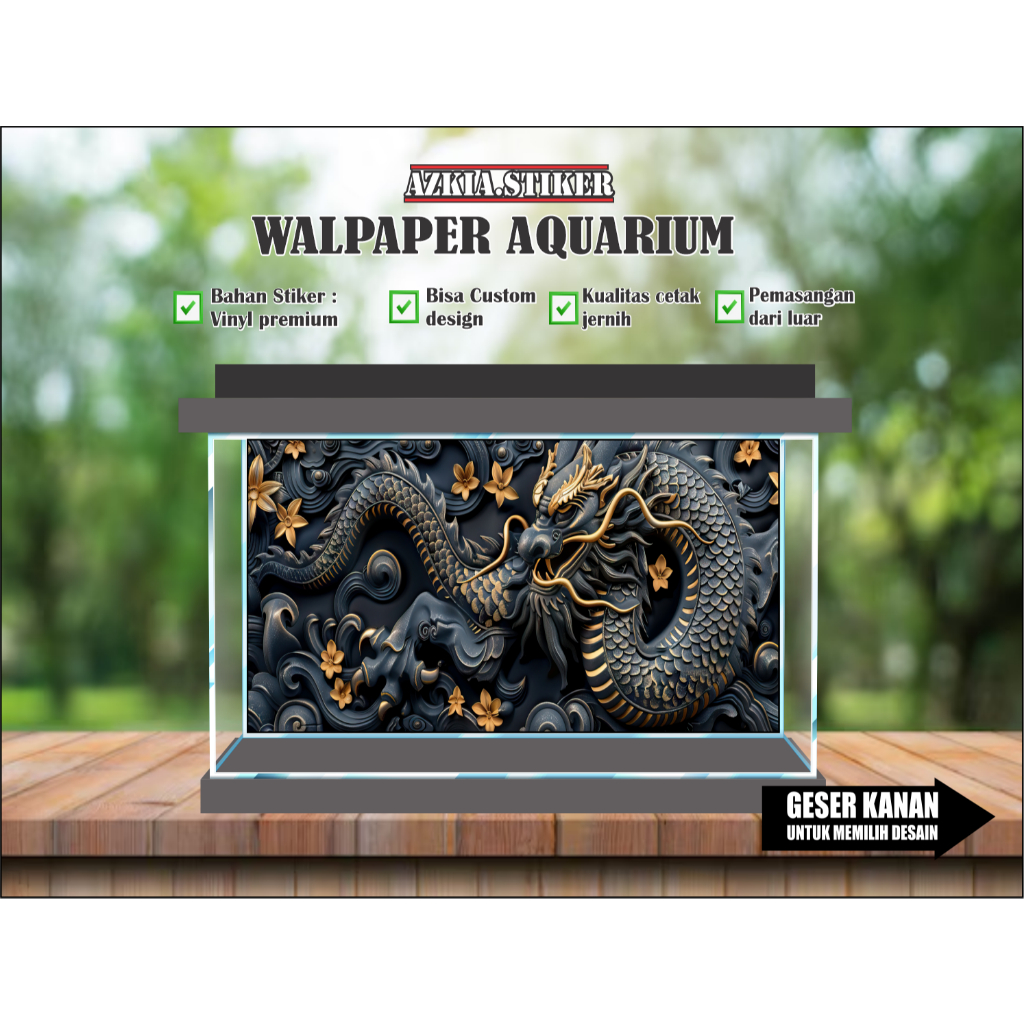 backround aquarium stiker aquarium walpaper aquarium gambar naga
