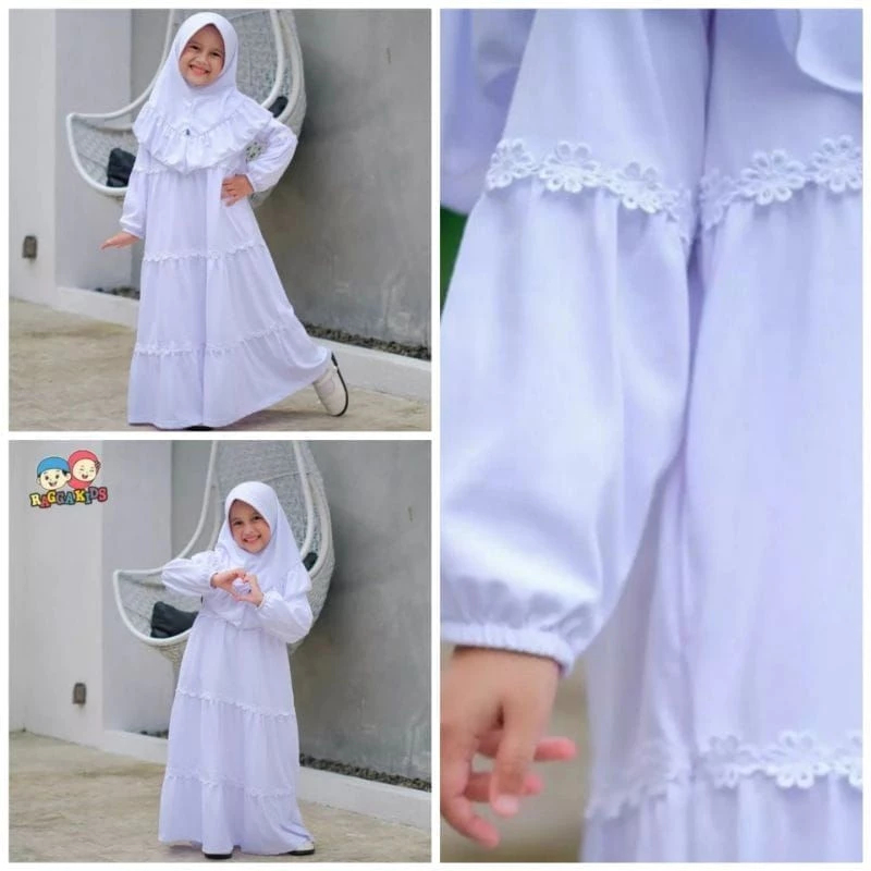 limited gamis anak putih gamis manasik haji set kerudung baju muslim anak warna putih