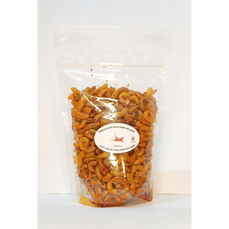 

Makaroni kriuk cikruh, 300g pedas daun jeruk dan pedas manis, gurih, renyah, kriuk