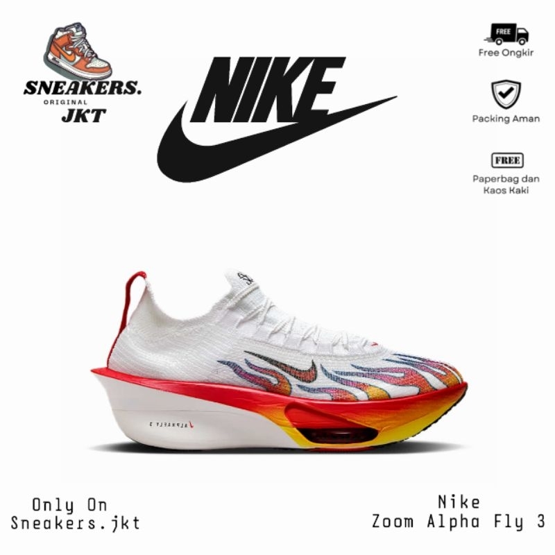 Sepatu Running Nike Zoom Alphafly 3 Premium White Black/University Red Original