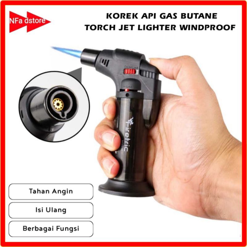 FIRETRIC Korek Api Gas Butane Torch Jet Lighter Mancis Windproof
