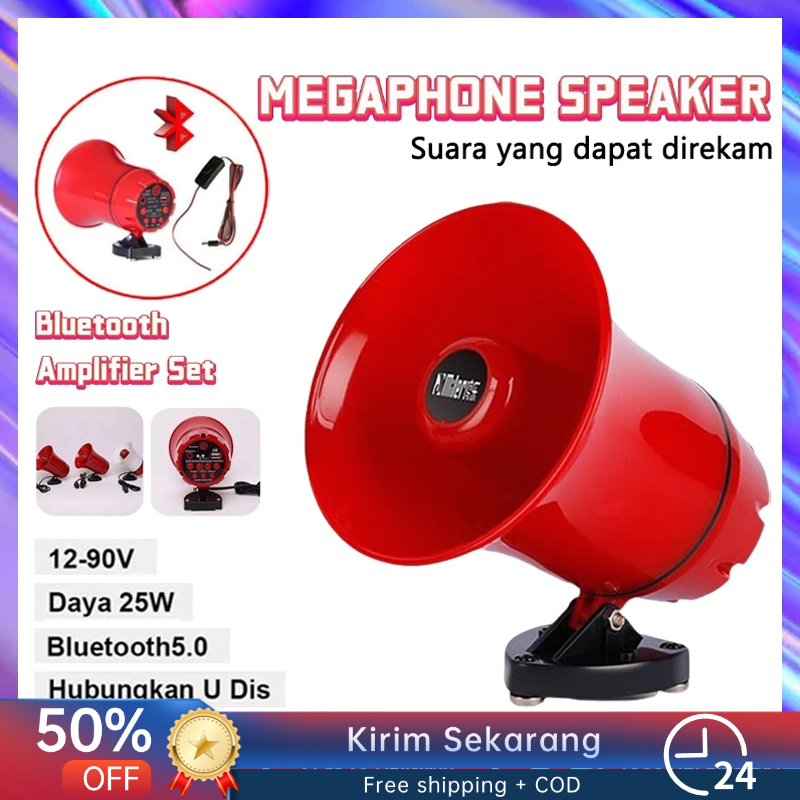 Megaphone Speaker corong Sirine Bisa rekam Suara merk Suara Jernih Bluetooth Keliling Motor Aki Reka