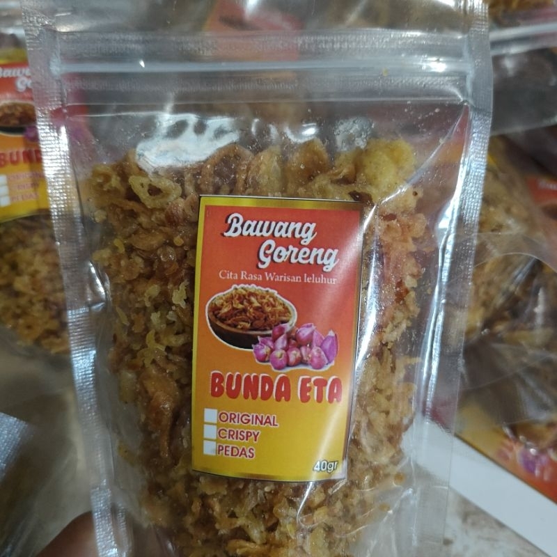 

TANPA CAMPURAN KULIT Original Bawang goreng kress cryspy crispi kemasan 40gr dan 250gr
