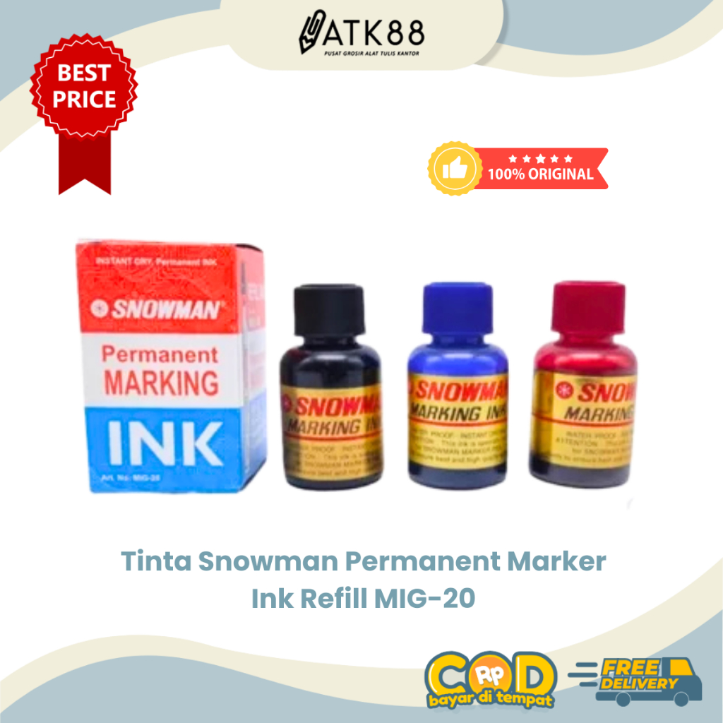 

[ATK88] Refill Isi Ulang Spidol Permanen Marker Snowman MIG-20