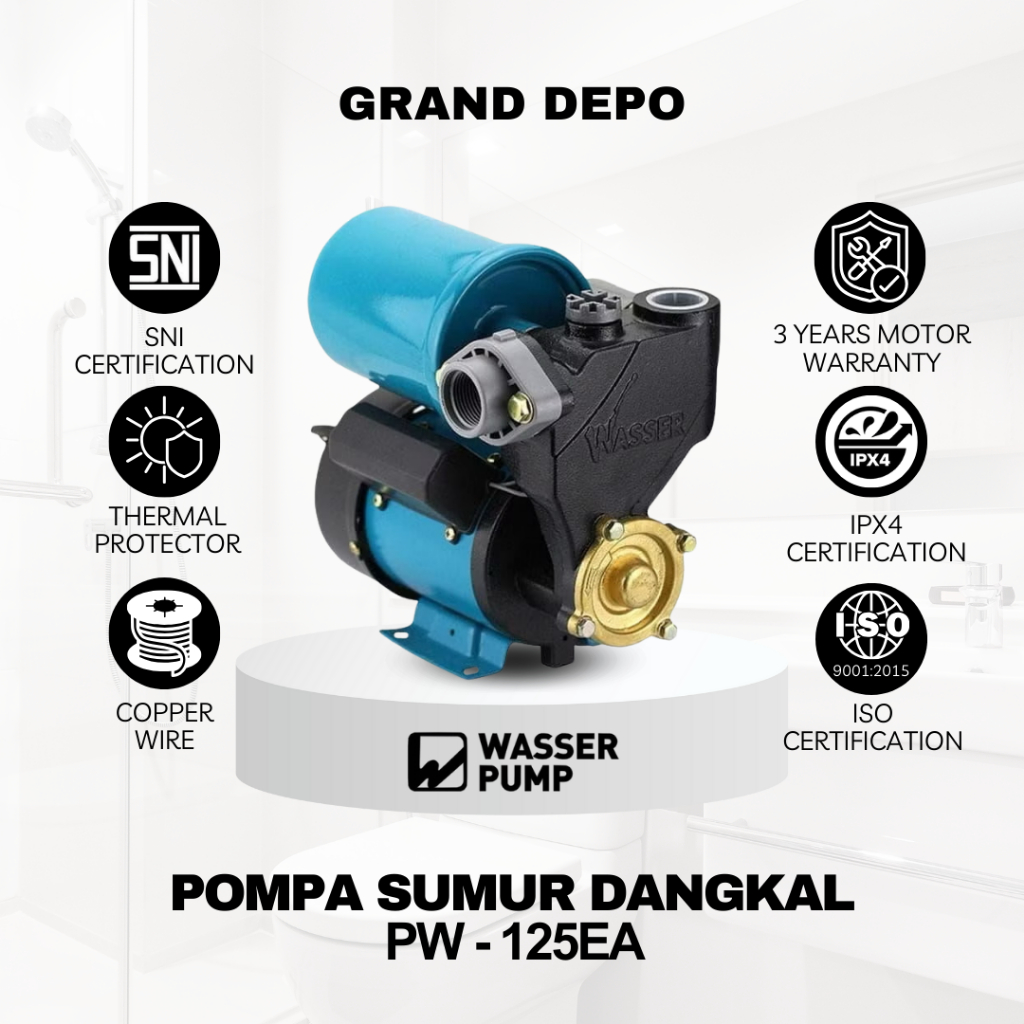Wasser Pompa Air Sumur Dangkal PW 125EA / Pompa Sumur Dangkal Wasser
