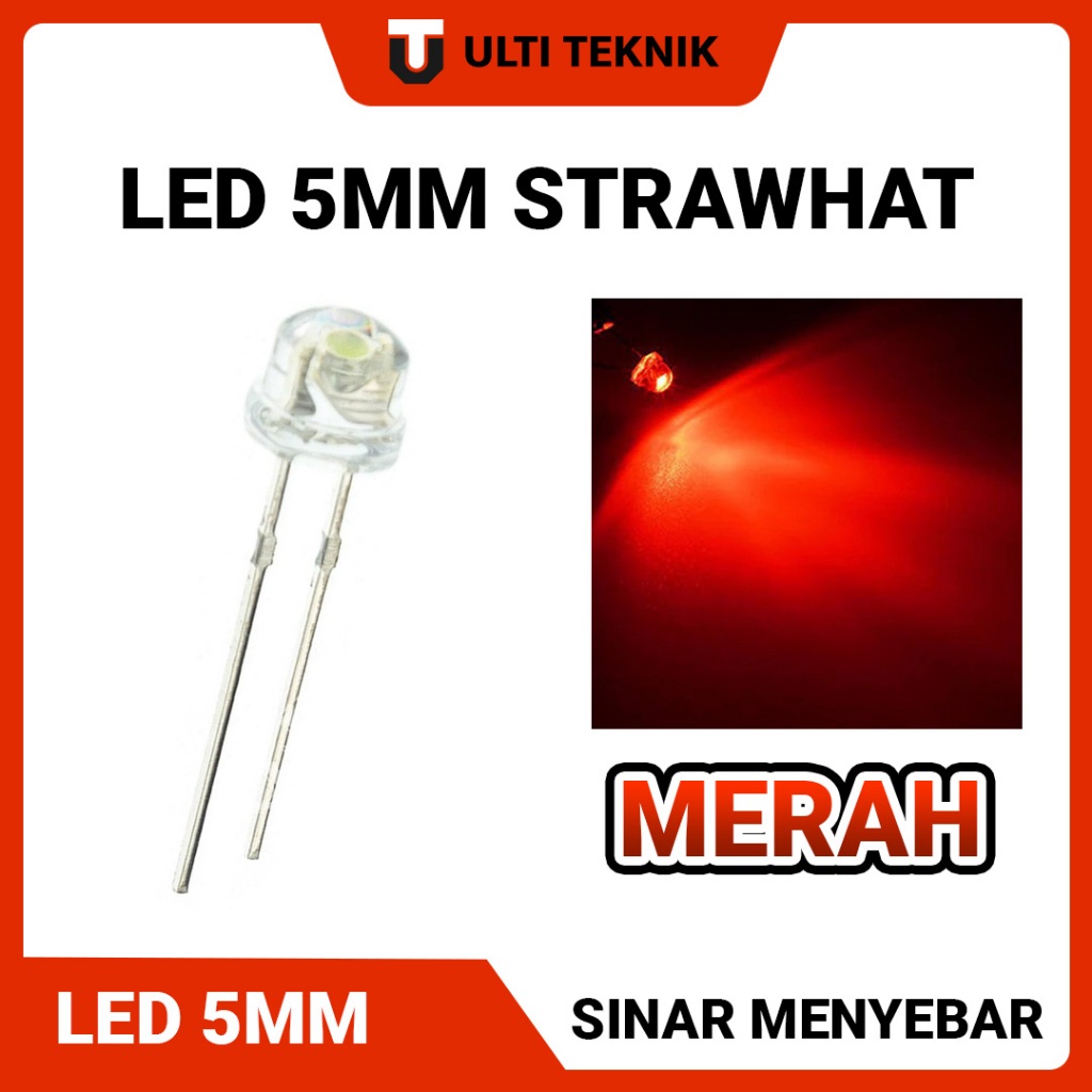 LED Strawhat 5mm | Lampu LED Topi - Warna Merah