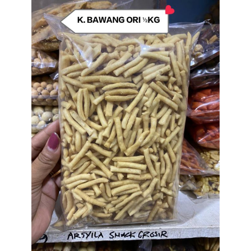 

Snack Kiloan Kurupuk Bawang Rasa Original Asin isi kemasan 500gr/½