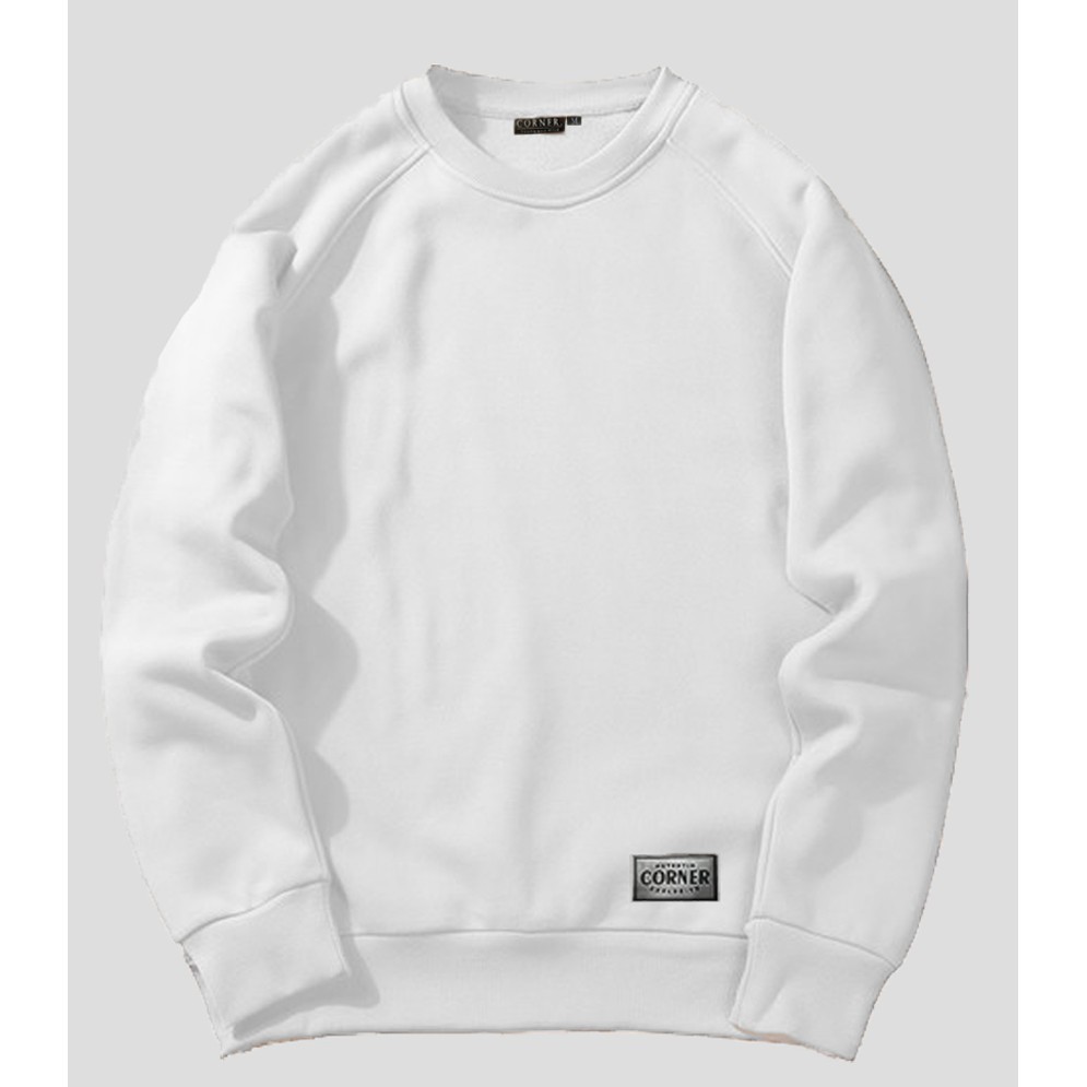 CREWNACK sweater pria distro lengan panjang_jacket sweater putih polos fulltag original