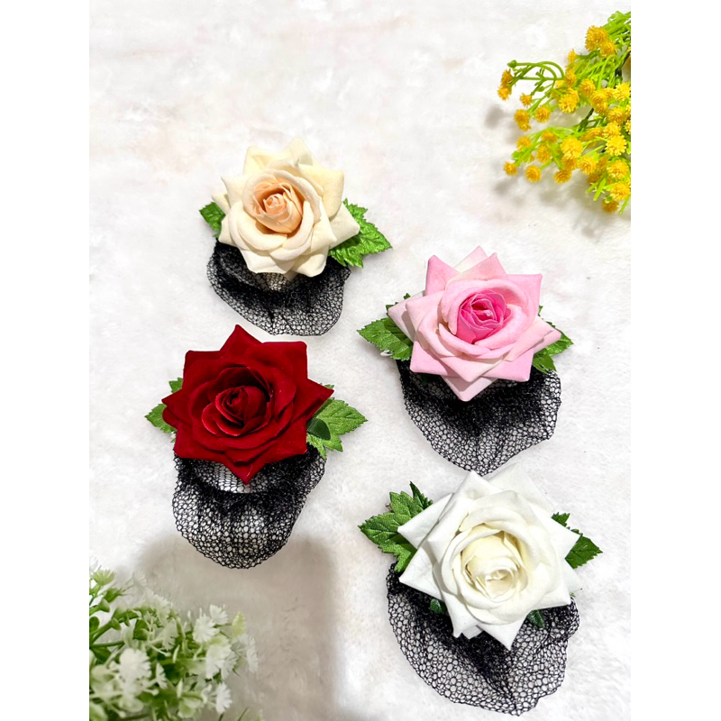 Jepit Rambut Mawar Beludru / Jepit Harnet Mawar Beludru / Jepit Sanggul Mawar beludru