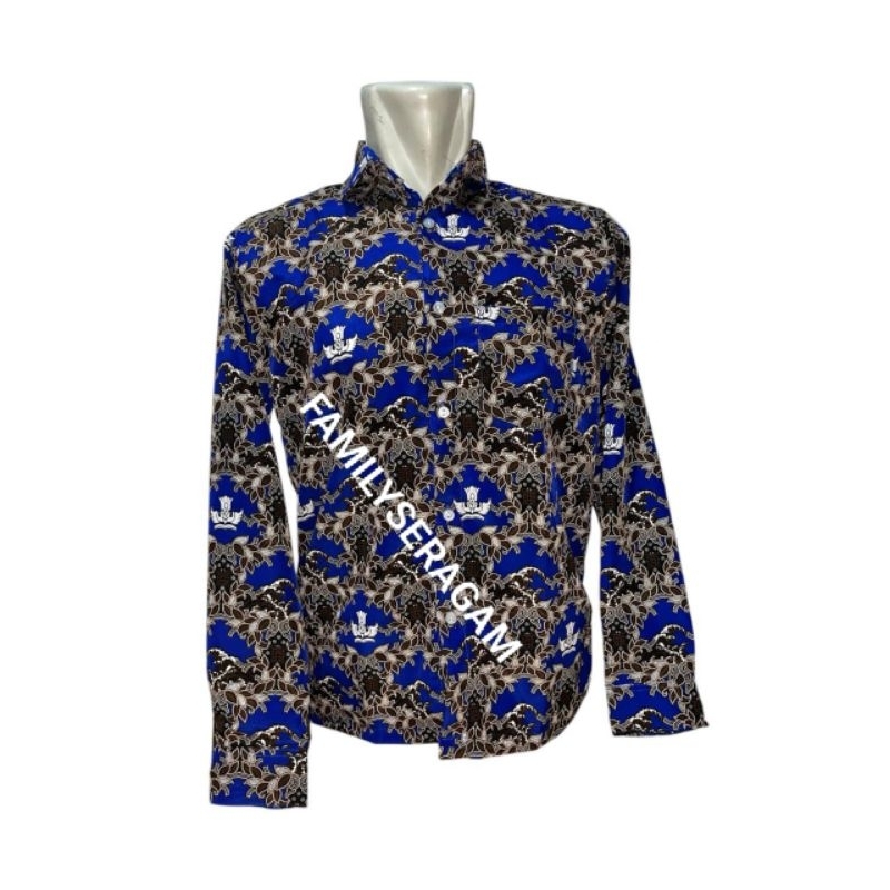 Batik SMP Negeri/Batik SMP Nasional/BatikKemejaSeragamSekolah/SMP/MotifPenyuBiru
