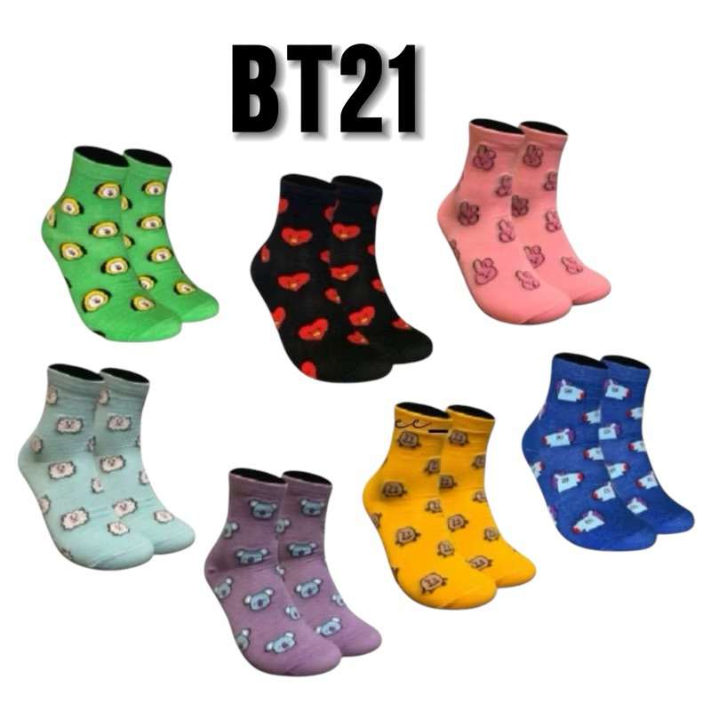 KAOS KAKI DEWASA MOTIF BTS BT21 KAOS KAKI LUCU