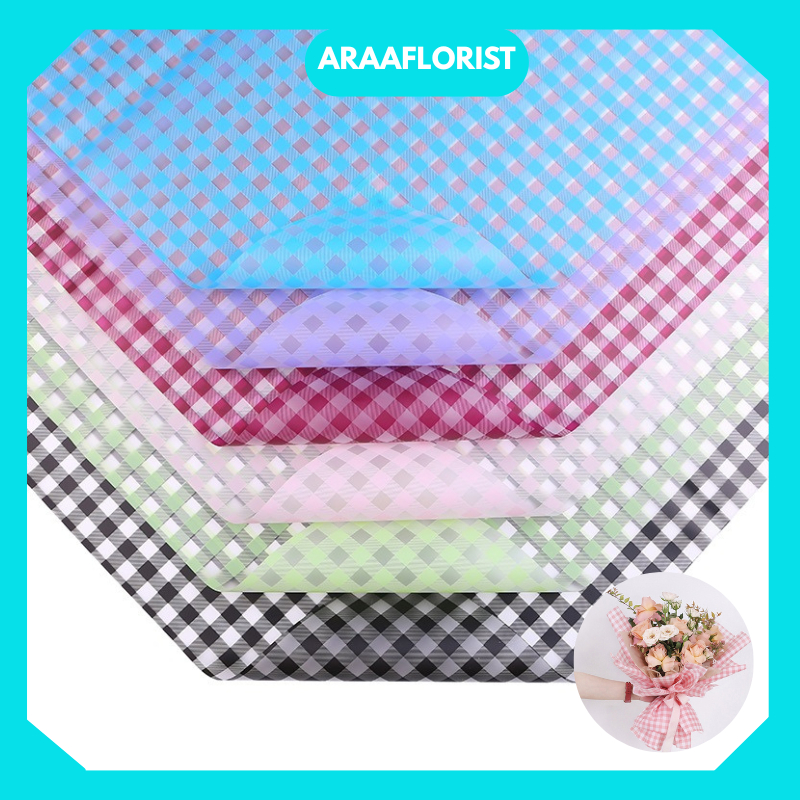 

KB020 20 LEMBAR KERTAS BUKET BUNGA MOTIF GINGHAM PLAID SQUARE CELLOPHANE FLORIST